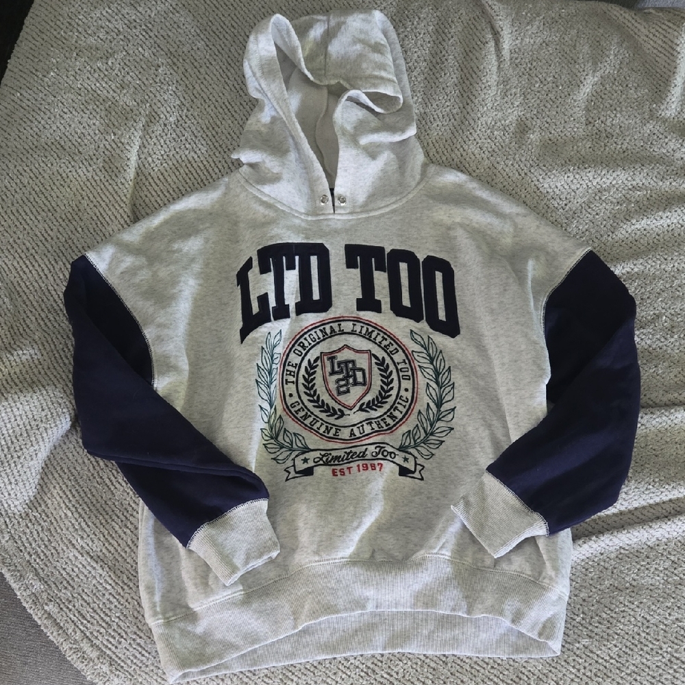 Limited Too Gray and Navy Girls Hoodie